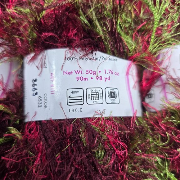 Lot of 17 Moda Dea Jai Alai Yarn Damson 6532 100% Polyester 50g 98yds Green Red - Picture 5 of 11